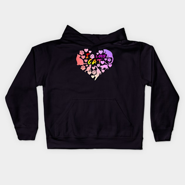 Cat Love: Playful and Cute Cat Design Kids Hoodie by LycheeDesign